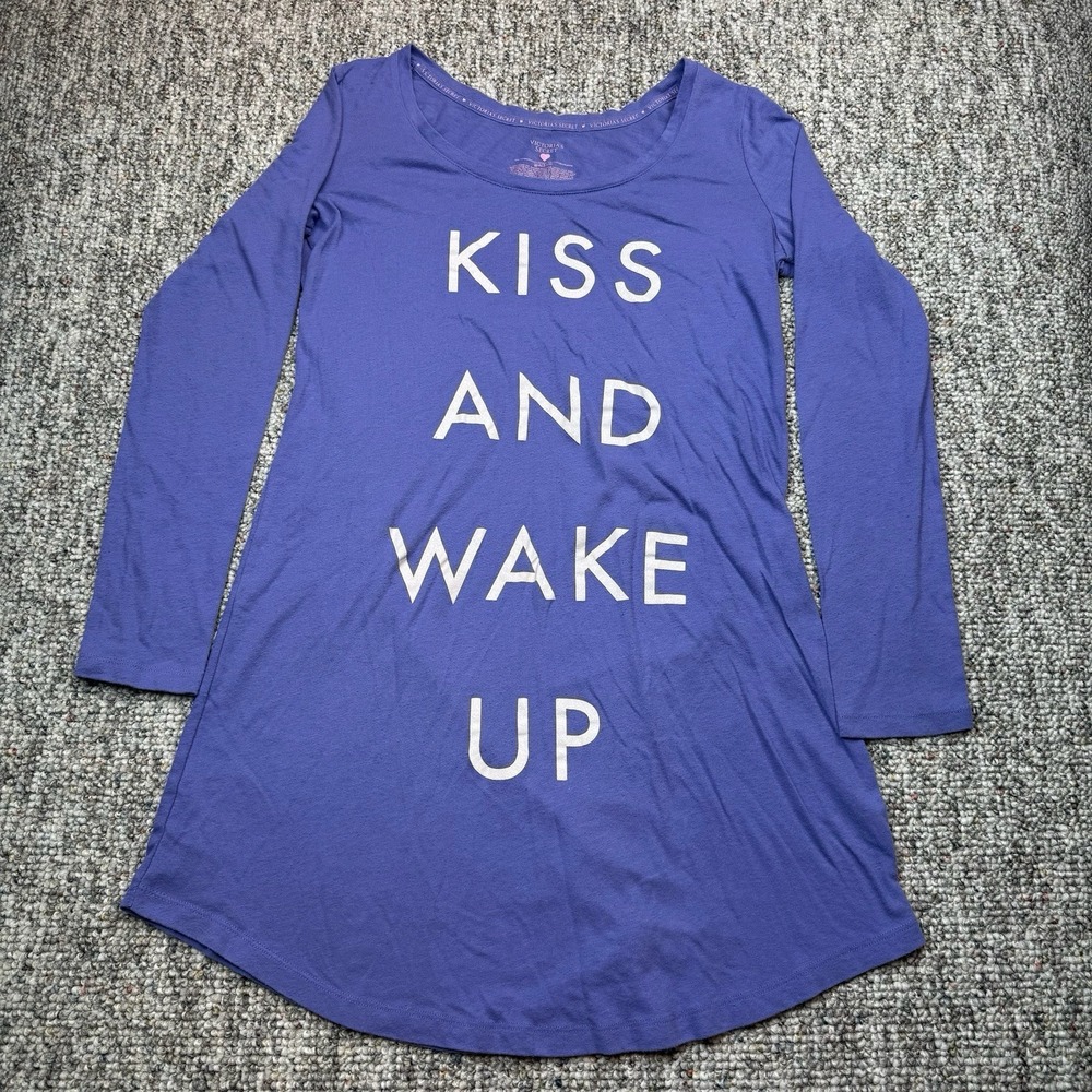 Victoria's Secret Nightgown Womens Small Shirt Kiss And Wake Up Long Sleeve